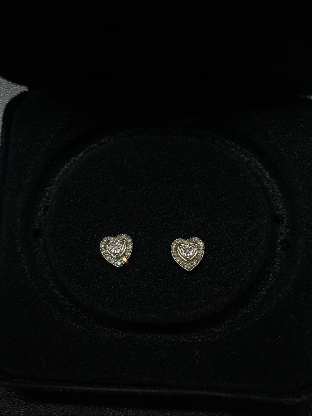 Classic Heart Halo Stud Earrings - Silver Tone